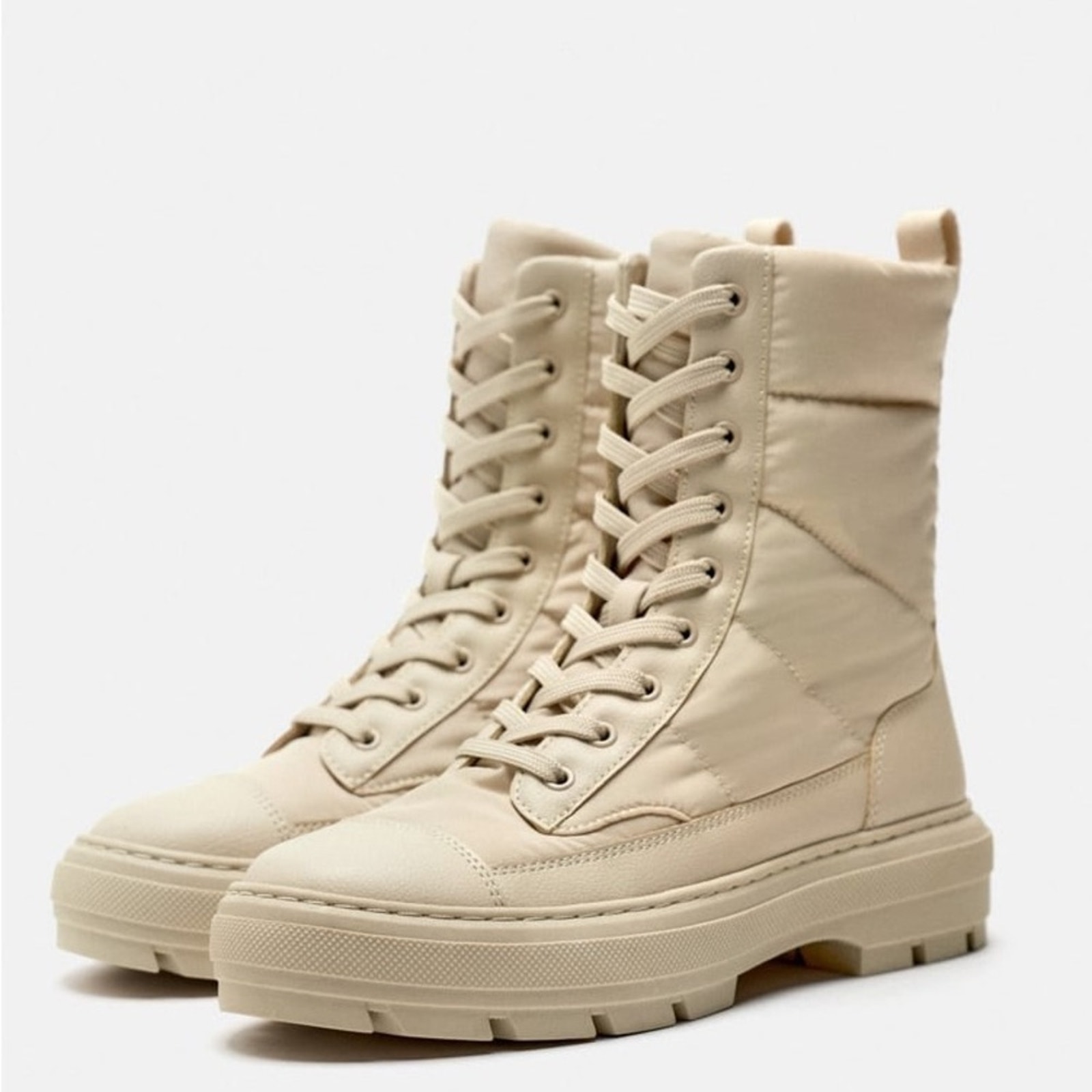 ZARA QUILTED NYLON HIGH BOOTS