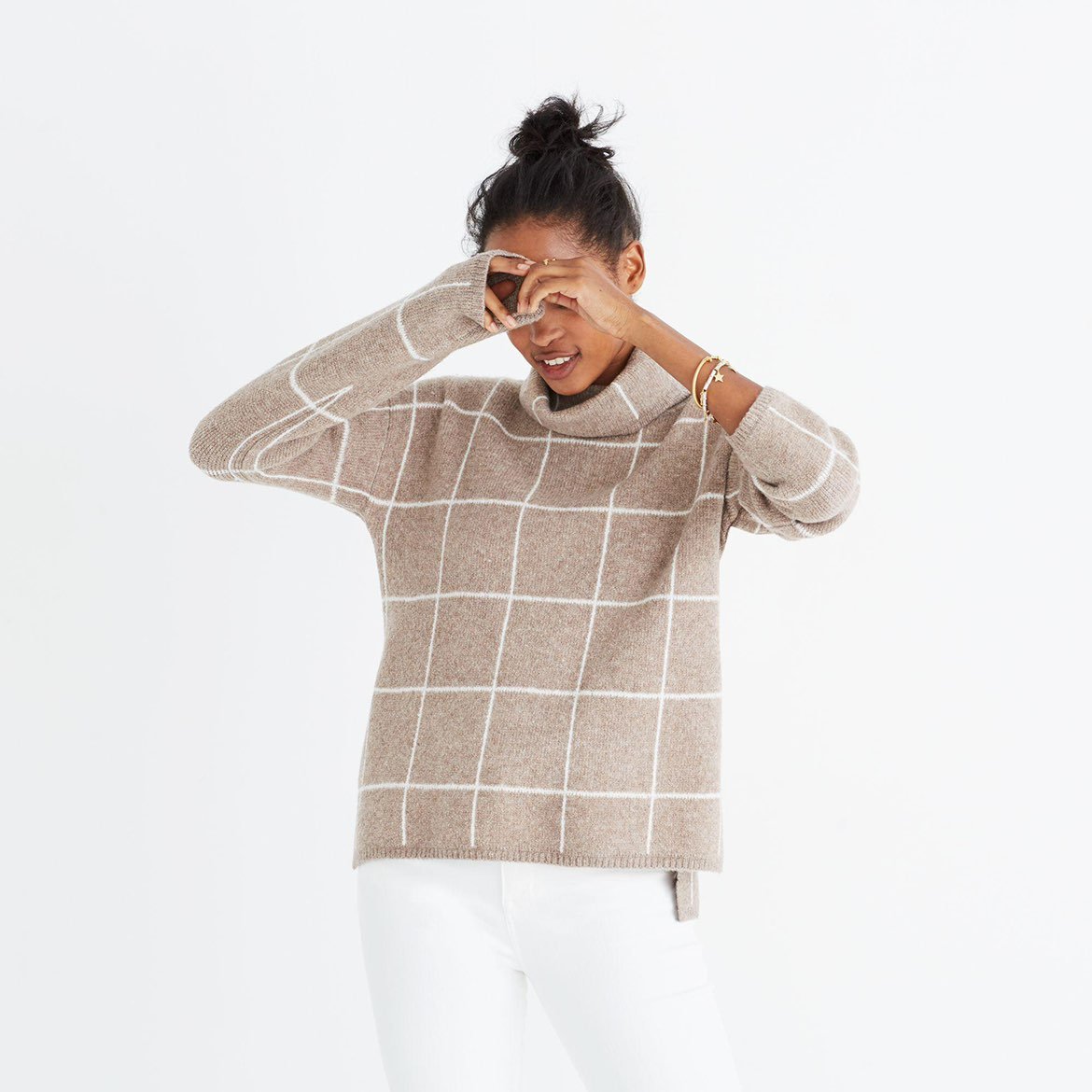 Madewell Boxy Beige Turtleneck Sweater