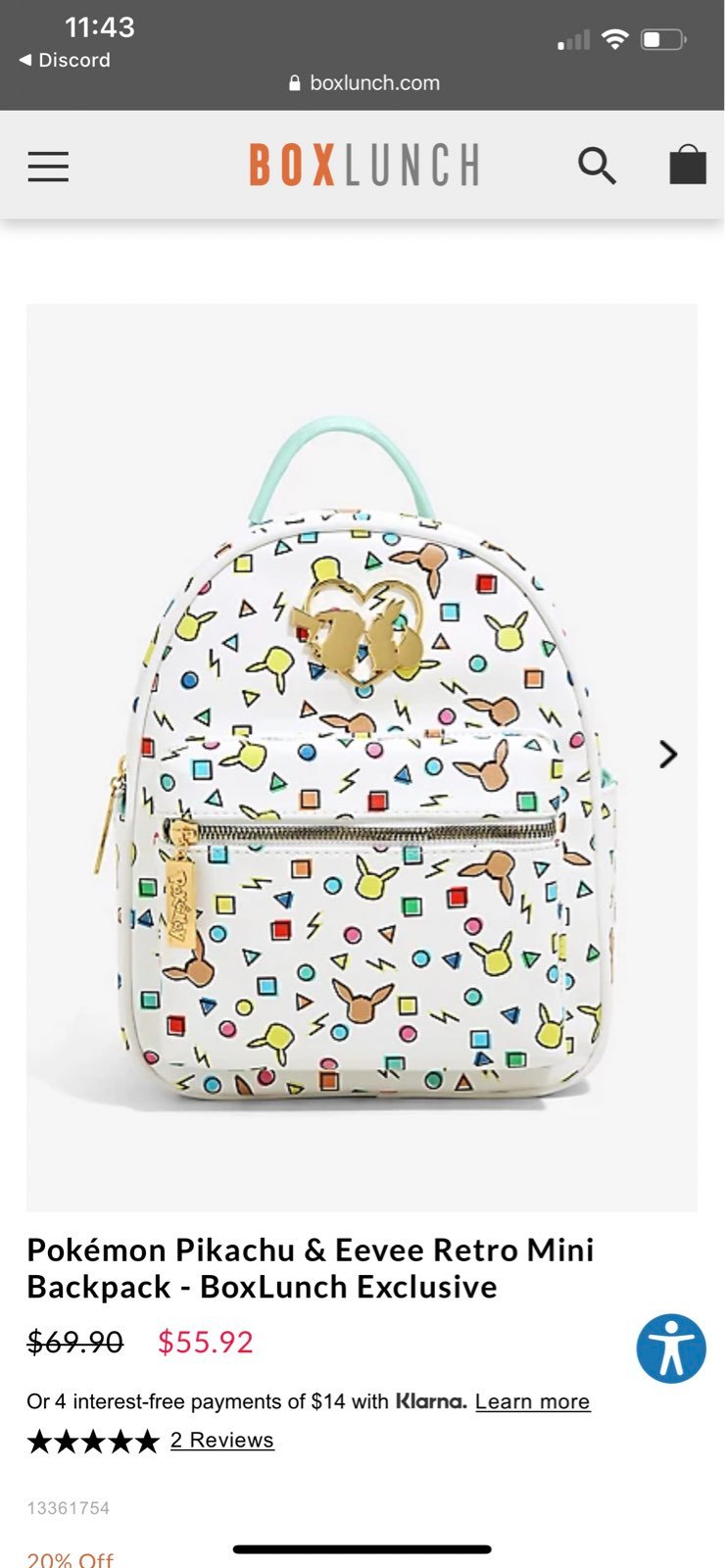 Pokemon Pikachu & Eeve Mini Backpack