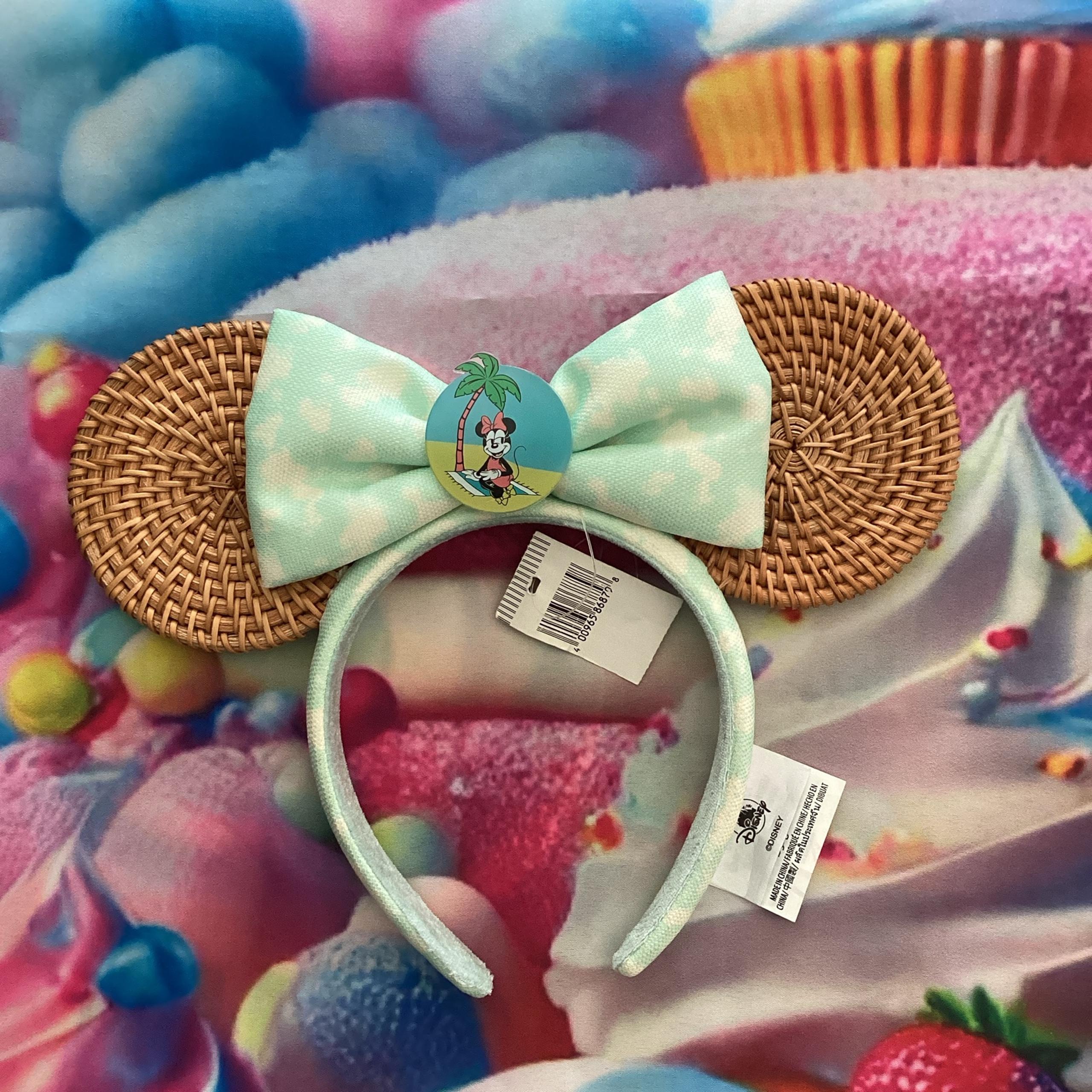 Disney Parks Minnie Mouse Summer Tropical Palm Rattan Beach Ears Headband