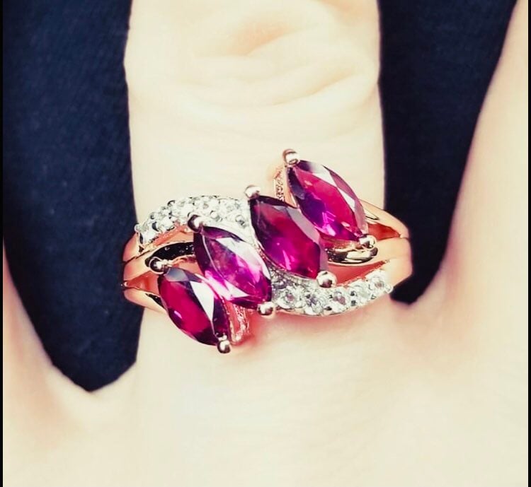 rhodolite garnet rose gold ring
