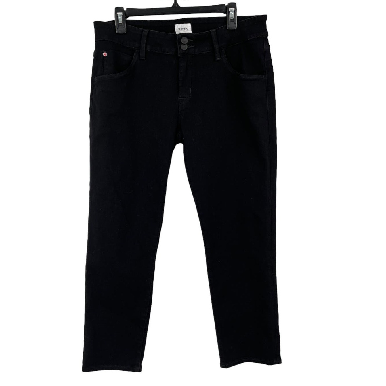 Hudson Jeans Collin Mid Rise Straight Leg Jeans black size 32
