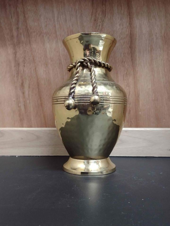 Brass Vase With Faux Cord
