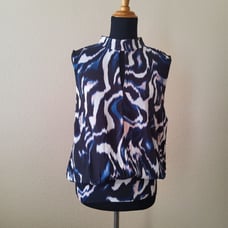 Liverpool Keyhole Cutout Multicolor Print Halter Tank Top Size M Blue New