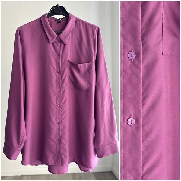 Eileen Fisher Silk Currant/Plum Habutai Blouse Silk Shirt Blouse Top RRP298 Lar