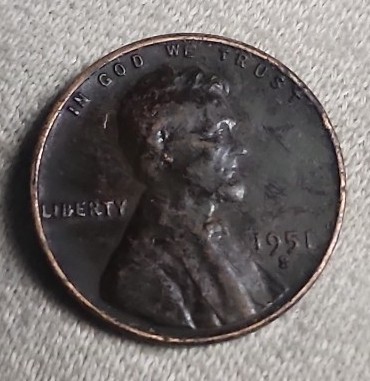 1951 S wheat cent