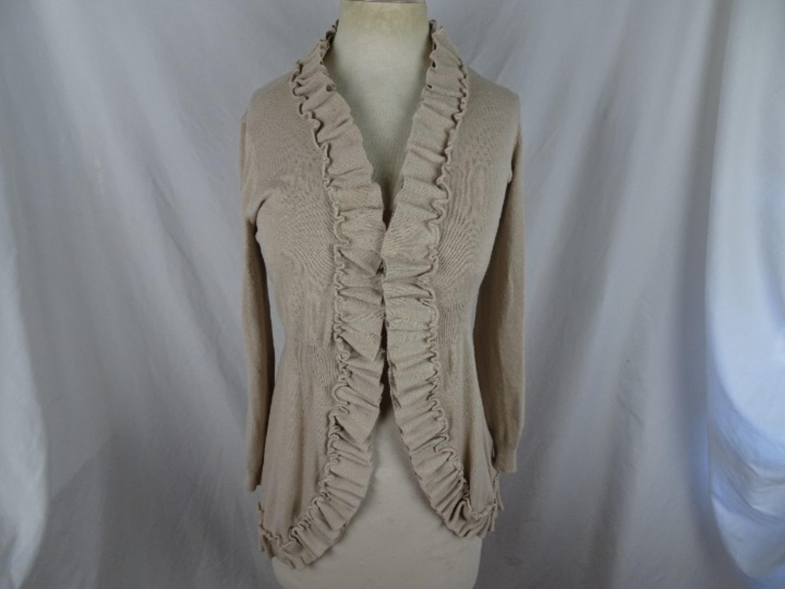 Carolyn Taylor Women Ruffled Cardigan Sweater Size M