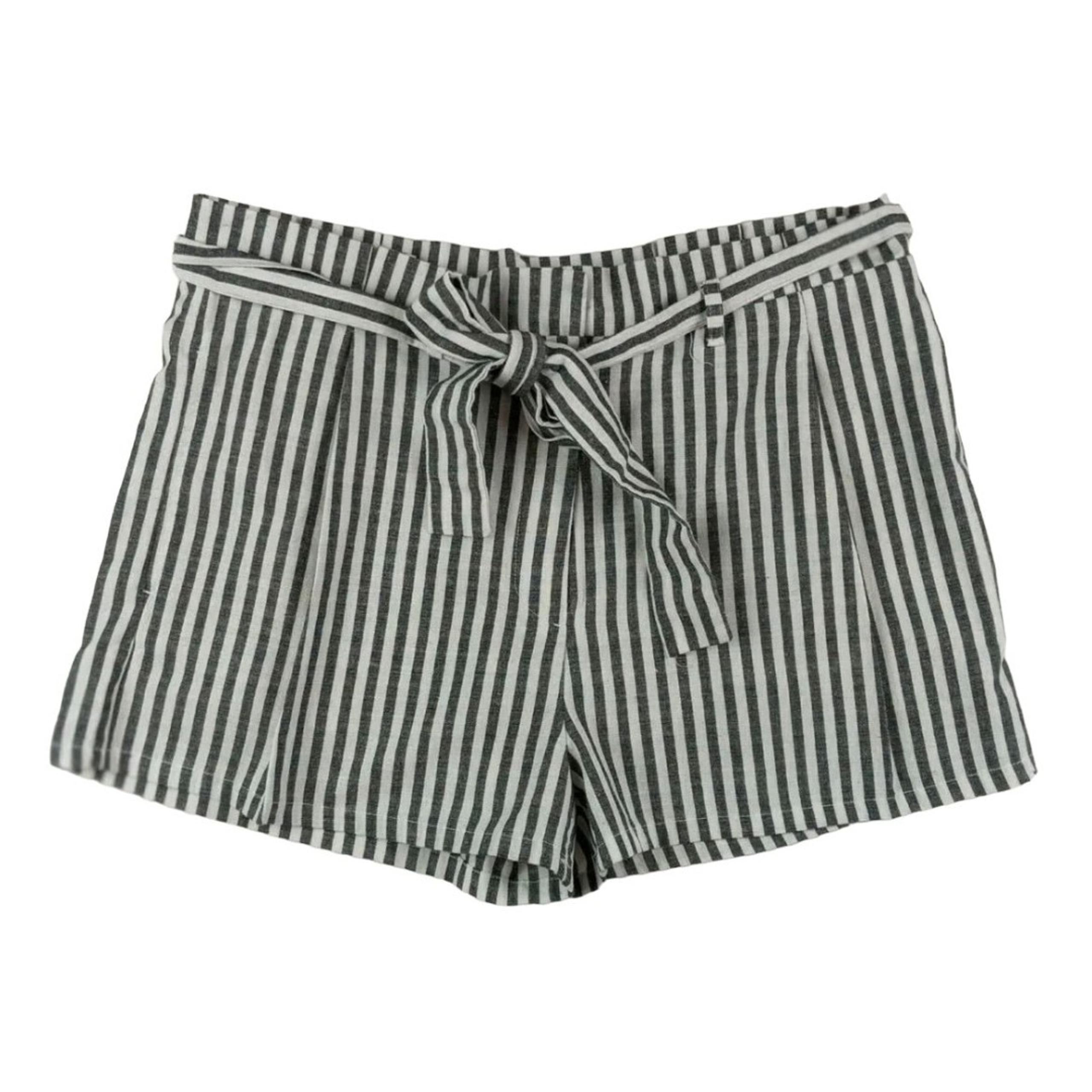 LOVE TREE Paperbag Shorts  Women's Size M  High-Rise  White Black Striped