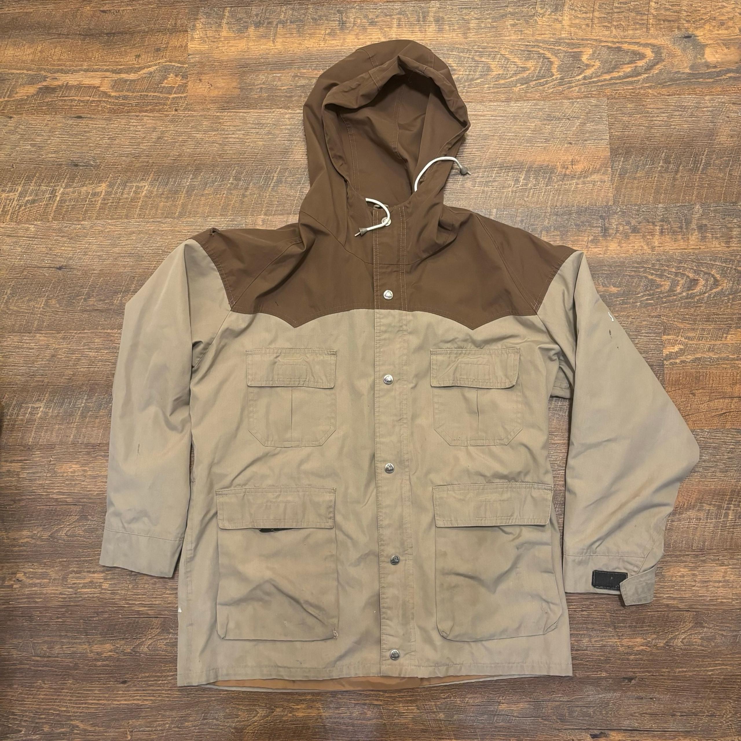Pacific trail Sportswear size M men's hood rain jacket/beige brown adjustable
