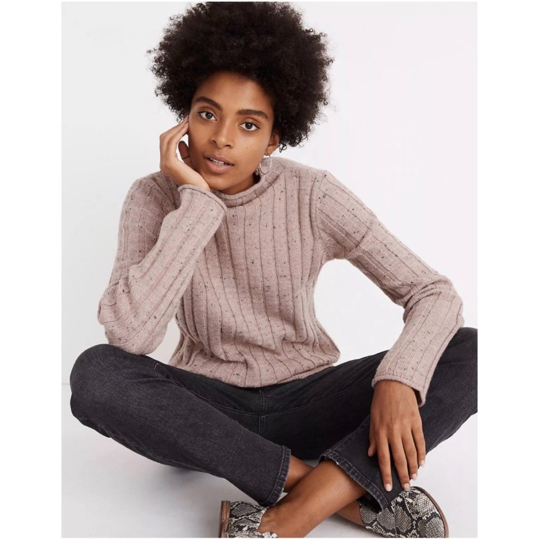 Madewell Donegal Blush Evercrest Cozy Yarn Turtleneck Sweater Small Wool Blend