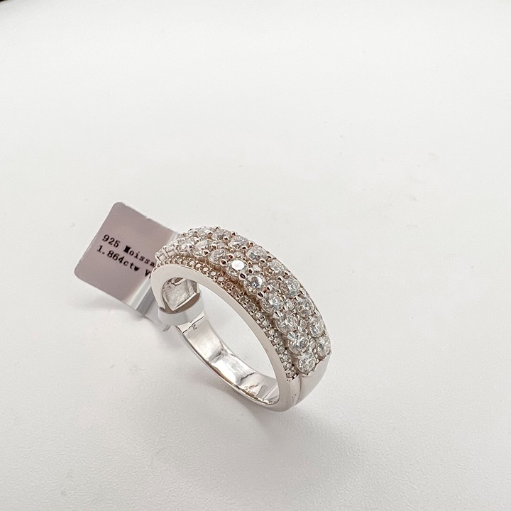 925 Sterling Sliver Moissanite Designer Ring, 1.864ctw VVS Stones Hip Hop Jewelr