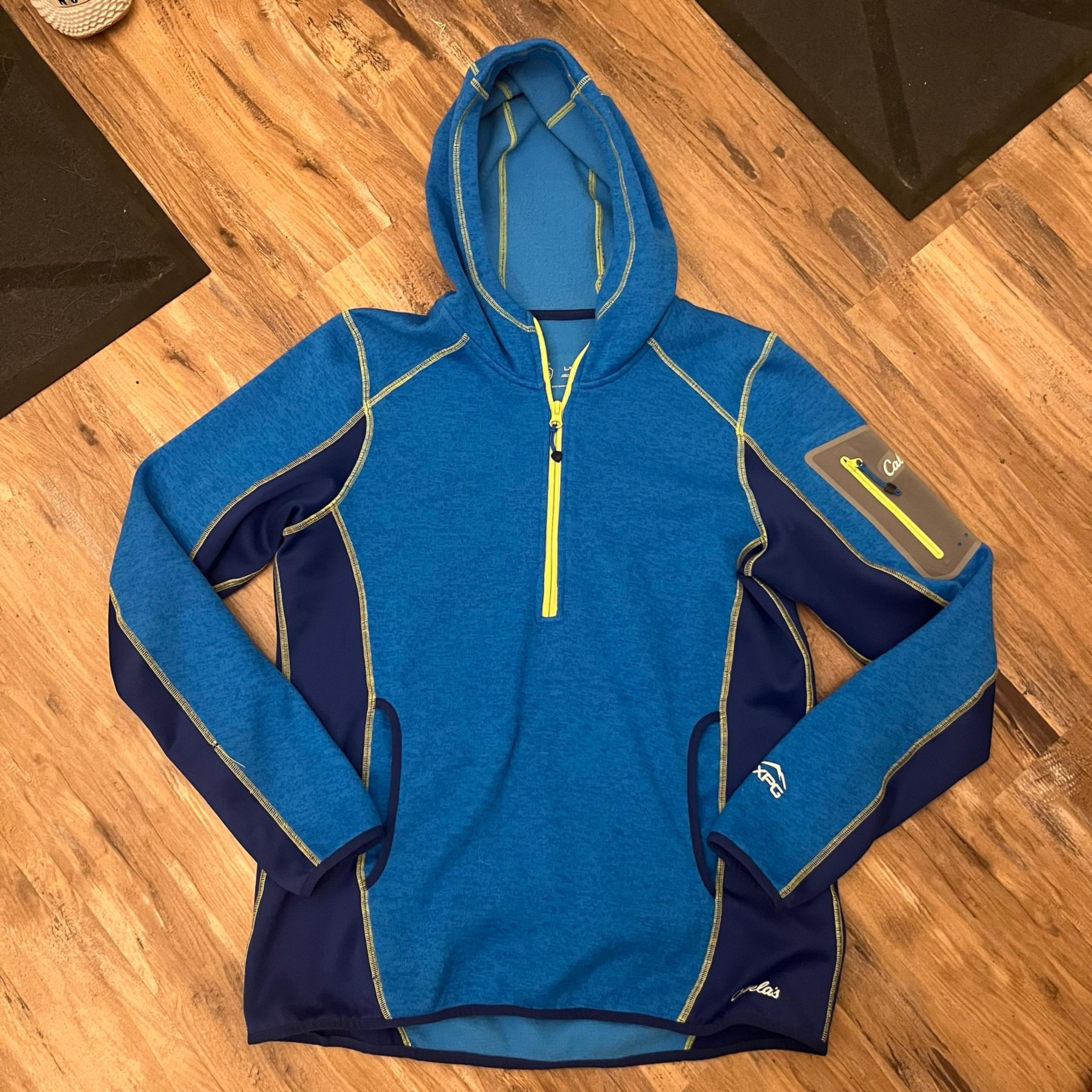 Womens cabela’s outdoor XPG hooded 1/4 zip extreme fleece pullover top sz L