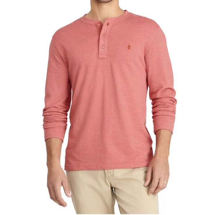 IZOD Saltwater Large Jersey Henley Top in Saltwater Red Relaxed Classics NWT