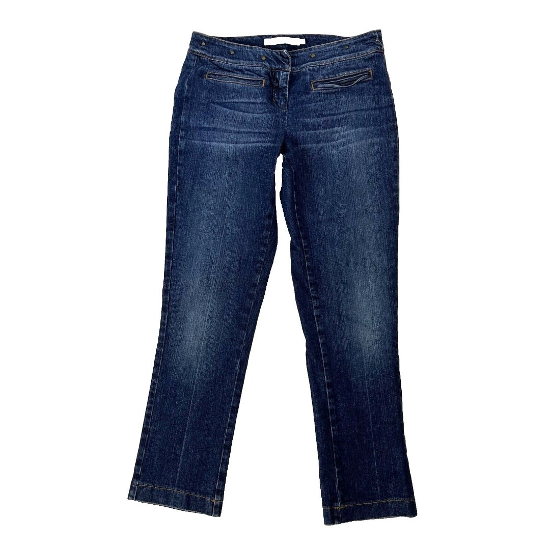 RED VALENTINO Low Rise Straight Jeans y2k Cropped Studded Women's IT 42 / US 6 ?