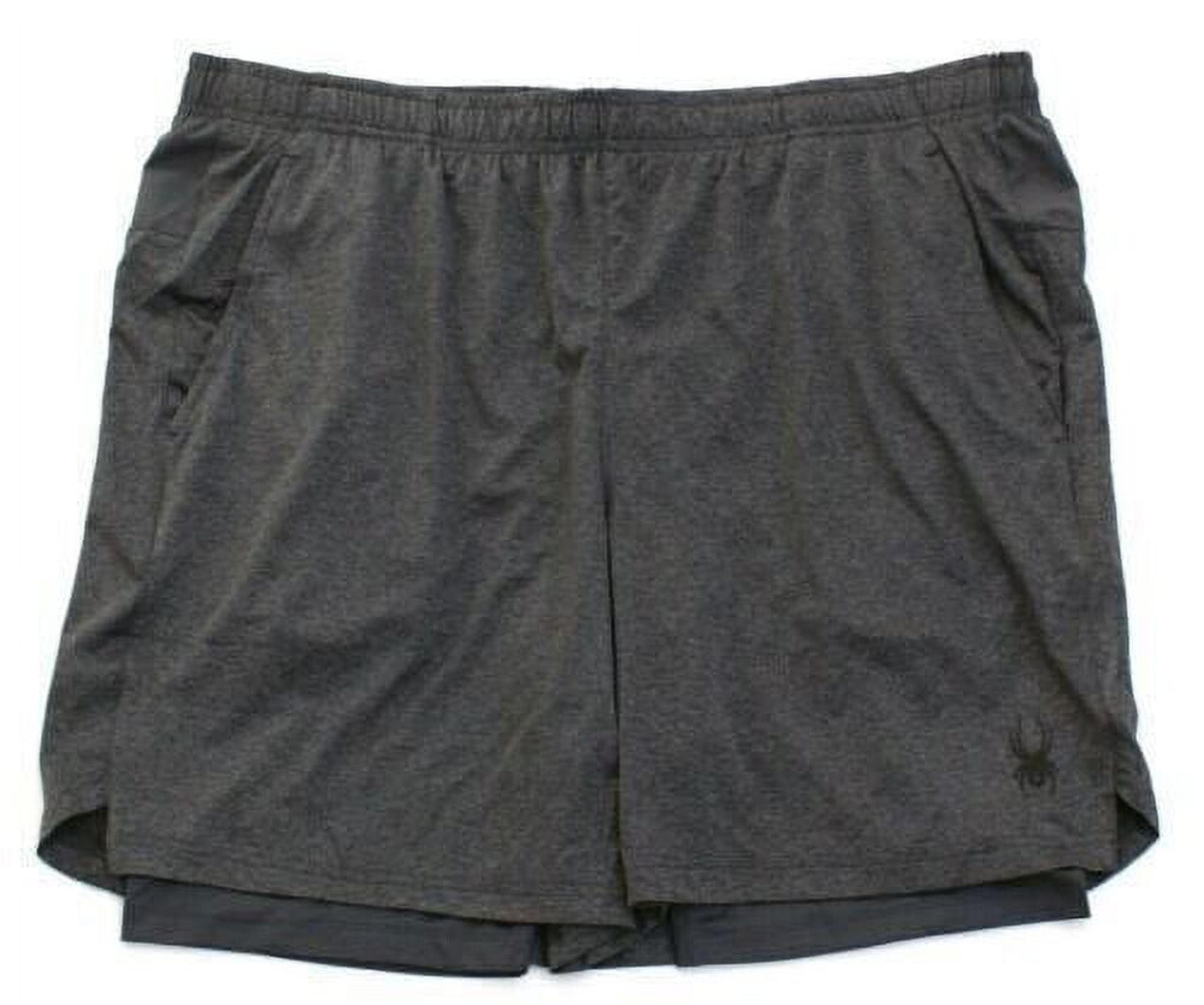 Spyder ProWeb Active Gray 2 in 1 Drawstring Stretch Athletic Shorts Men's S New