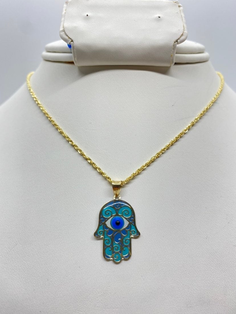 10K Gold Hamsa Rope Necklace
