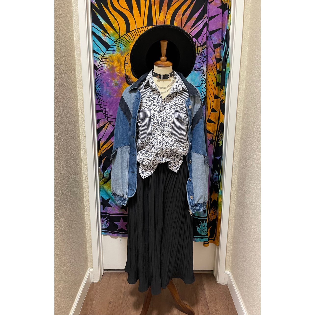Stylish Vintage denim flower shirt shacket