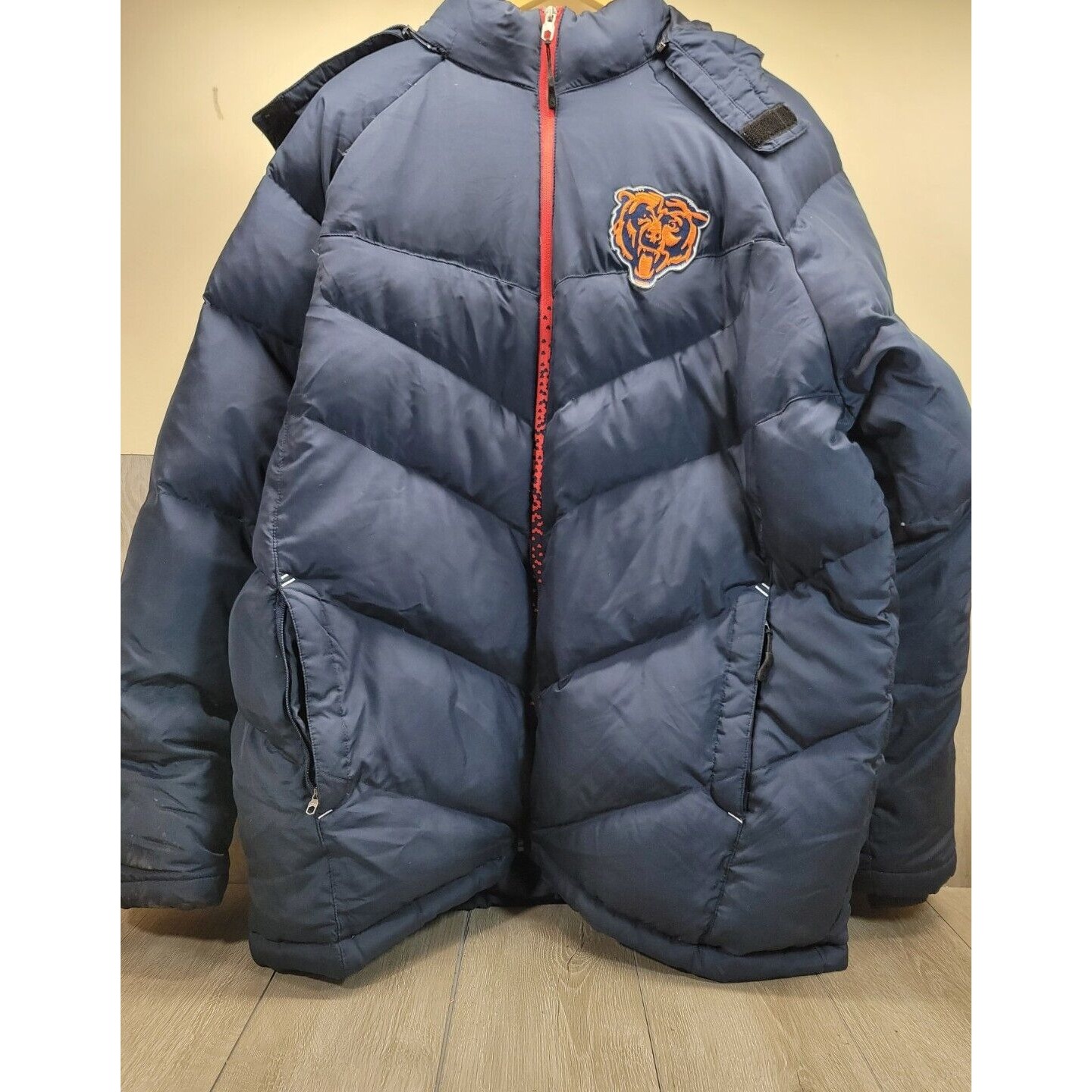 Reebok Men L NFL Football Chicago Bears Puffer Ziip Winter Weather Warm Jacket