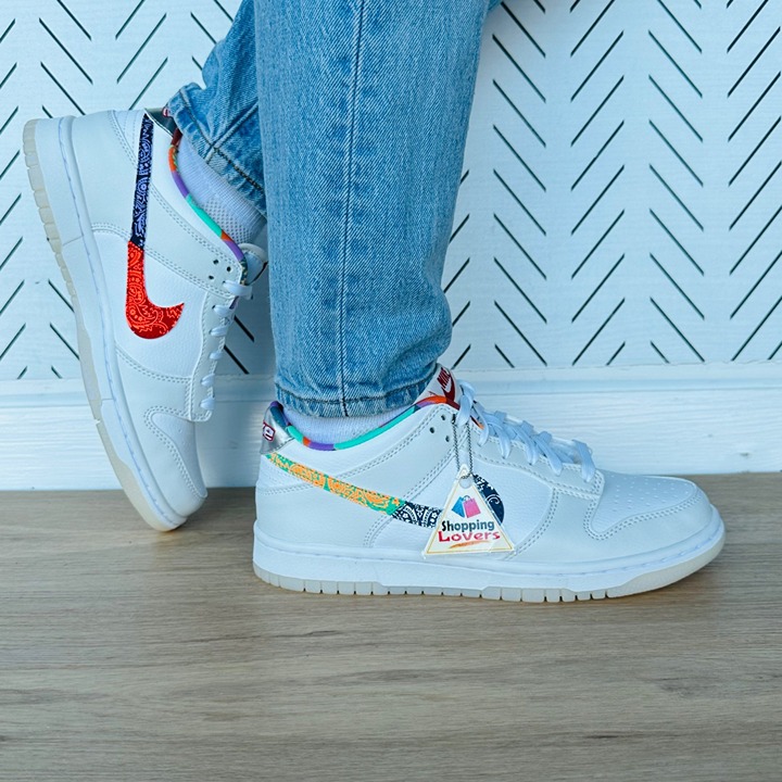 ⭐NEW Sz 6Y/7.5 WOMEN'S Nike Shoes Dunk Low GS White Paisley FN8913-141 Sneakers⭐