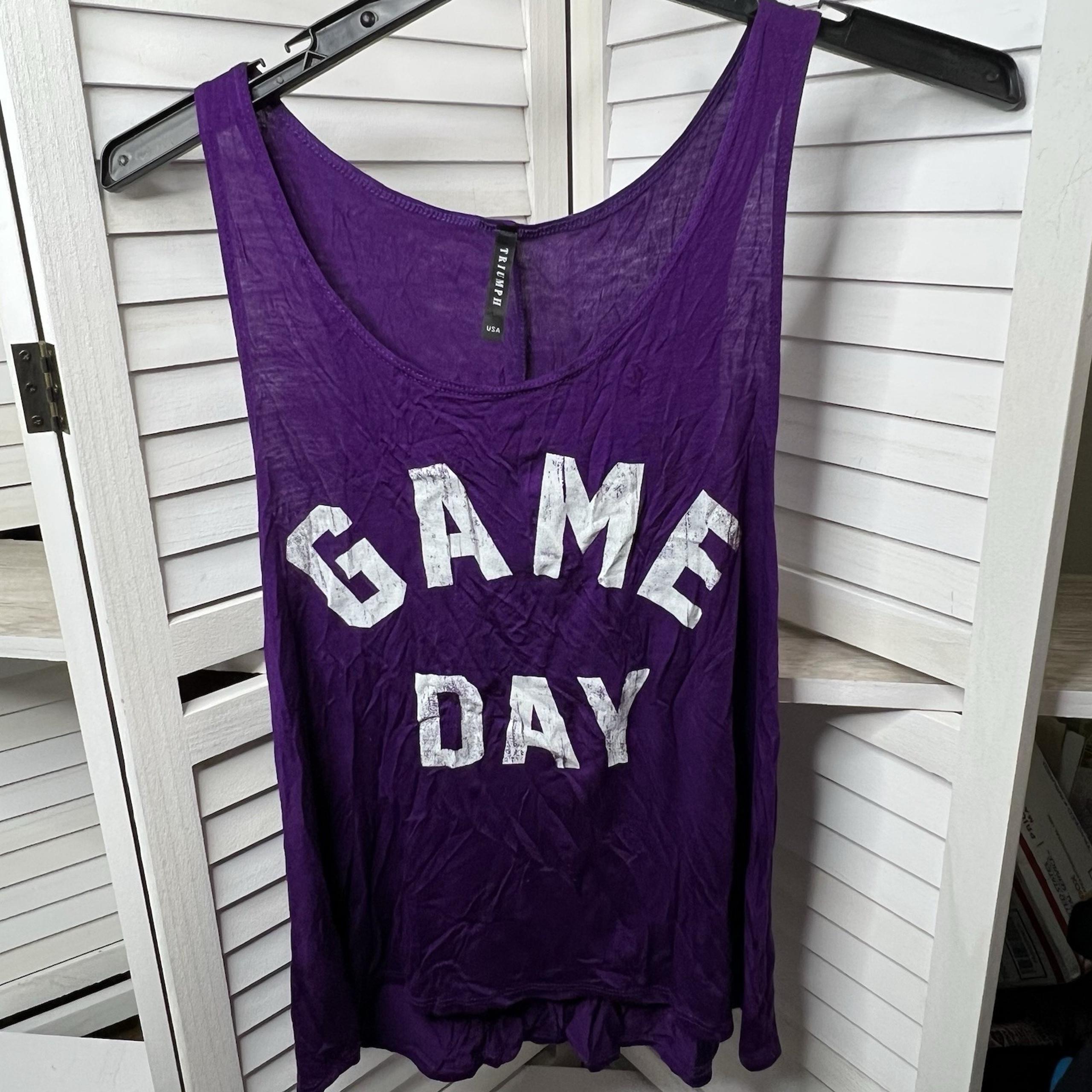 Triumph USA Purple Game Day Tank Top Women's M Scoop Neck Loose Fit Lightweight