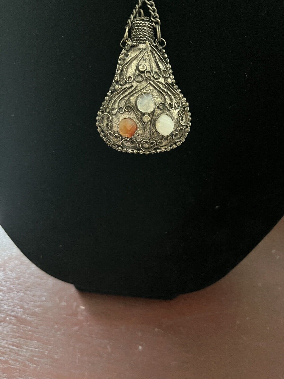 Vintage Indian Tribal Ethnic Tibet Pendant Necklace W/ Stones