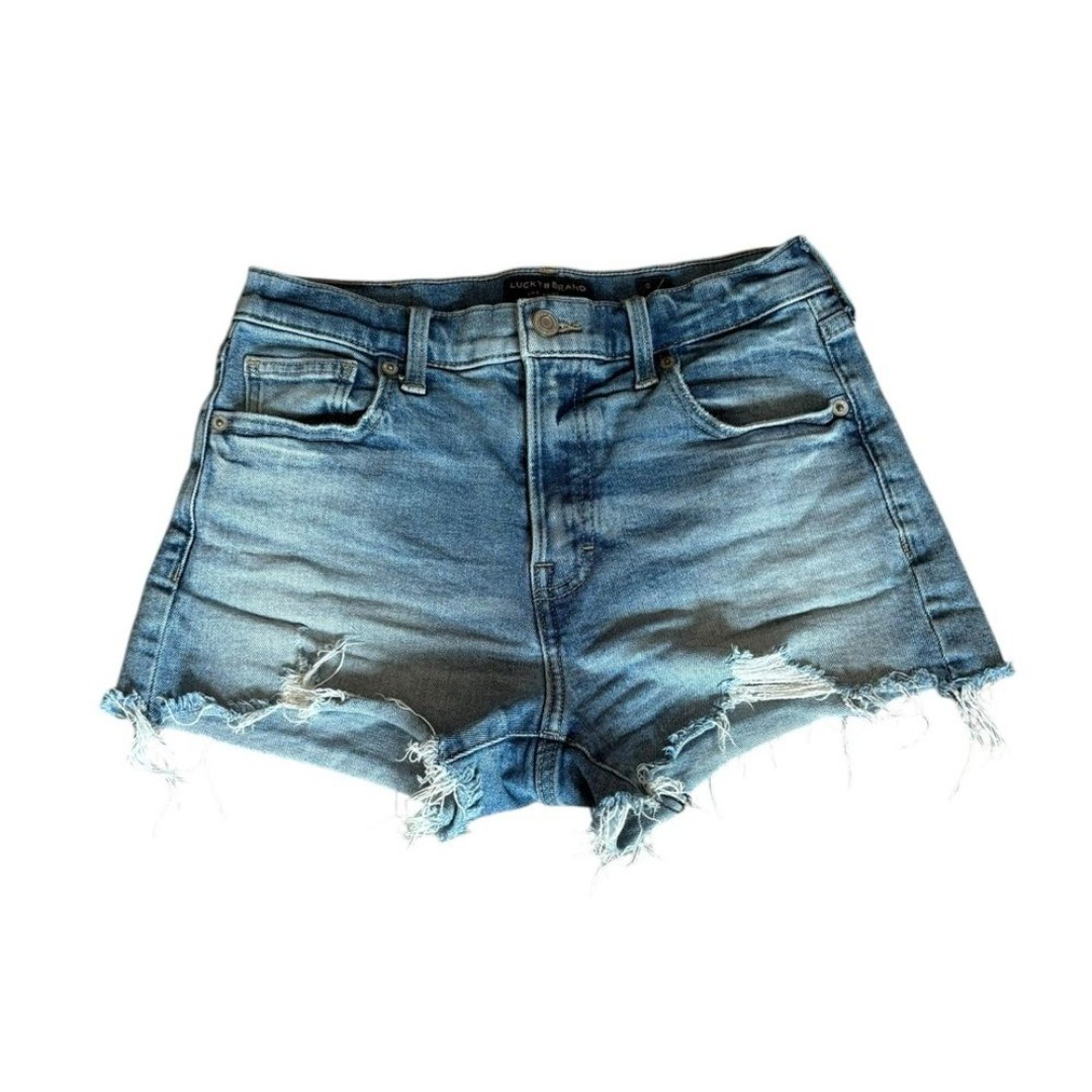 Lucky Brand High Rise Mom Short Distressed Denim Jean Shorts Womens Size 0/25