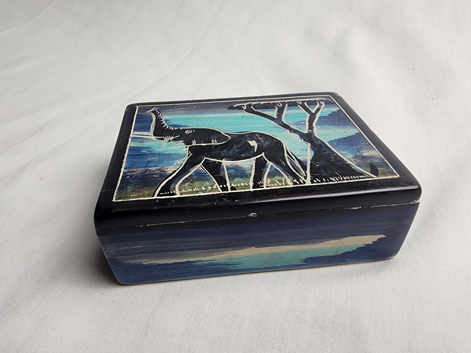 The Friendly Trading Company Elephant Design Stone Jewelry Trinket Box
