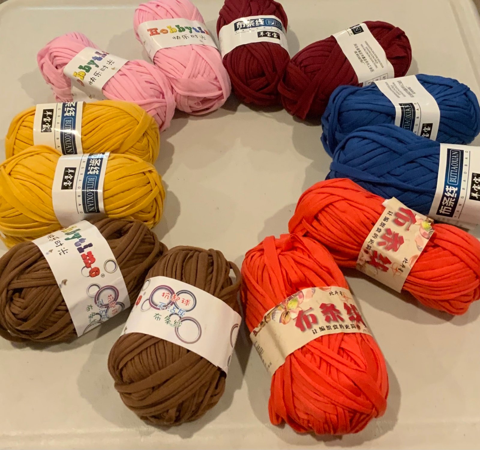 Yarn Lot-12 pcs of mix colors of T- shirt spaghetti yarn -