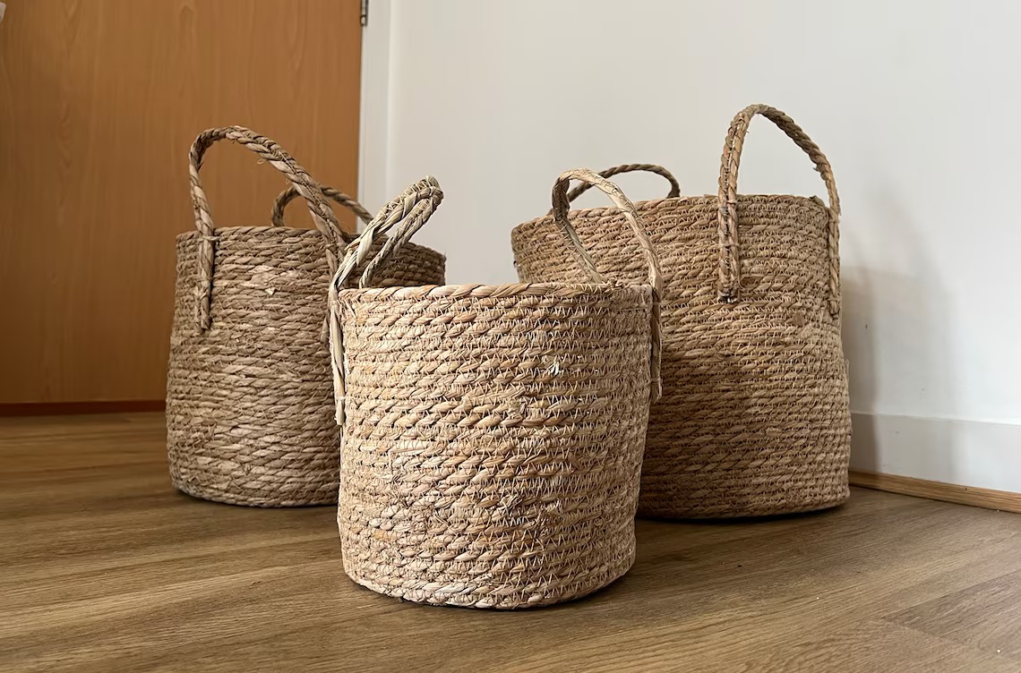 Wicker basket flower pots, indoor wicker flower pots