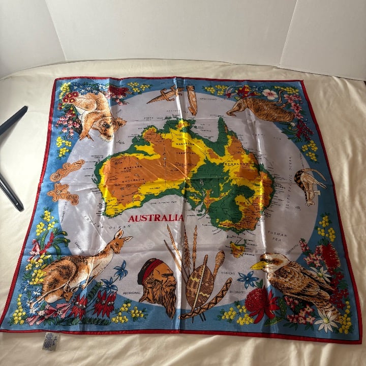 Vintage Heil Scarf Souvenir Australia All Acetate Made In Japan