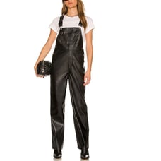 WeWoreWhat Sz Small Vegan Leather Basic Overall Black