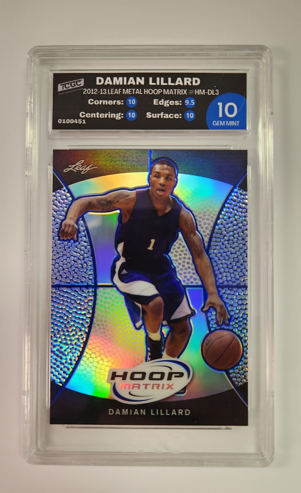 2012-13 Damian Lillard Leaf Hoop Matrix Blue Rookie TCGC 10