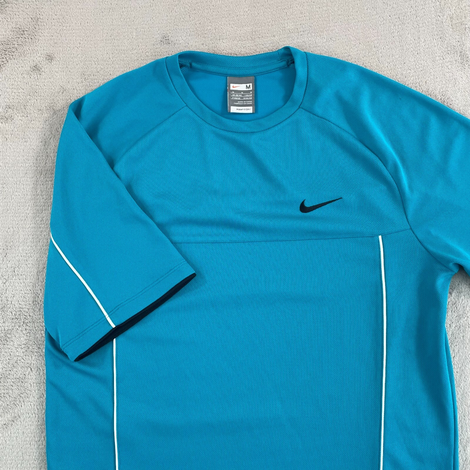 Vintage Nike Fit Dry T Shirt Men Medium Teal Blue Performance Swoosh SS NWOT