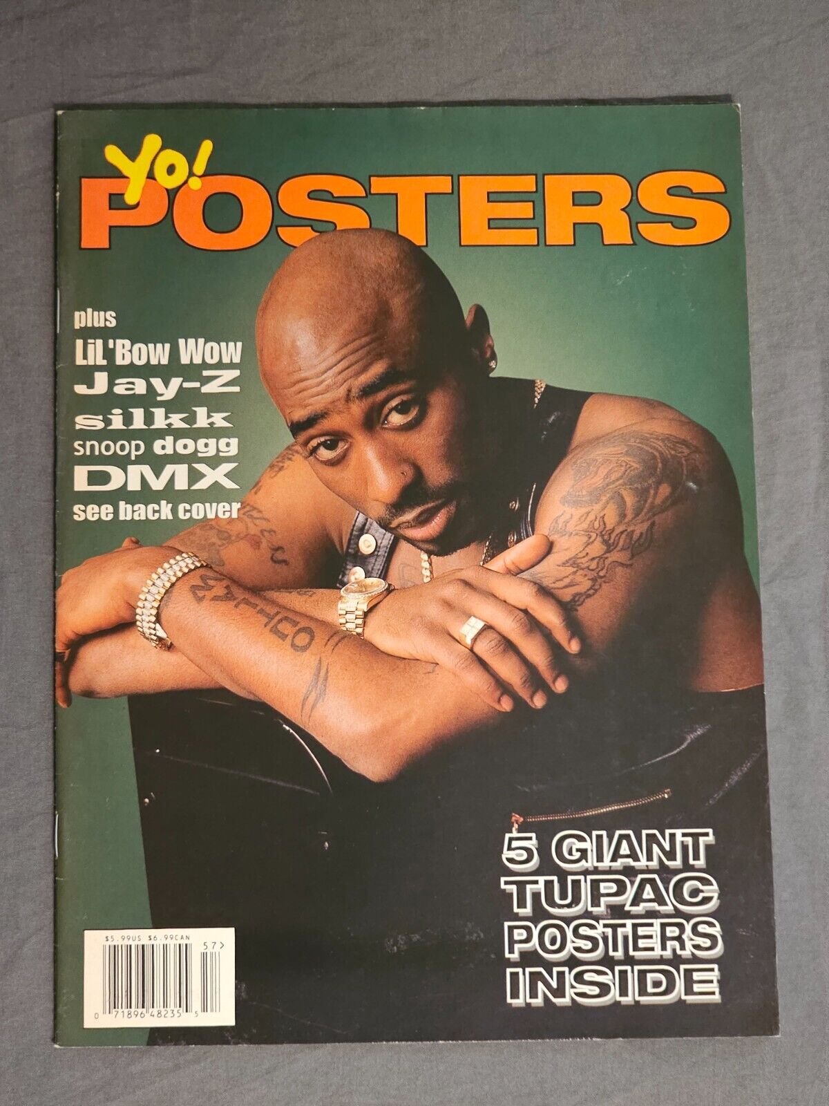 Yo! POSTERS Magazine. 5 Giant 2Pac posters, Jay-Z, Snoop Dogg, DMX, Silkk. 1990s