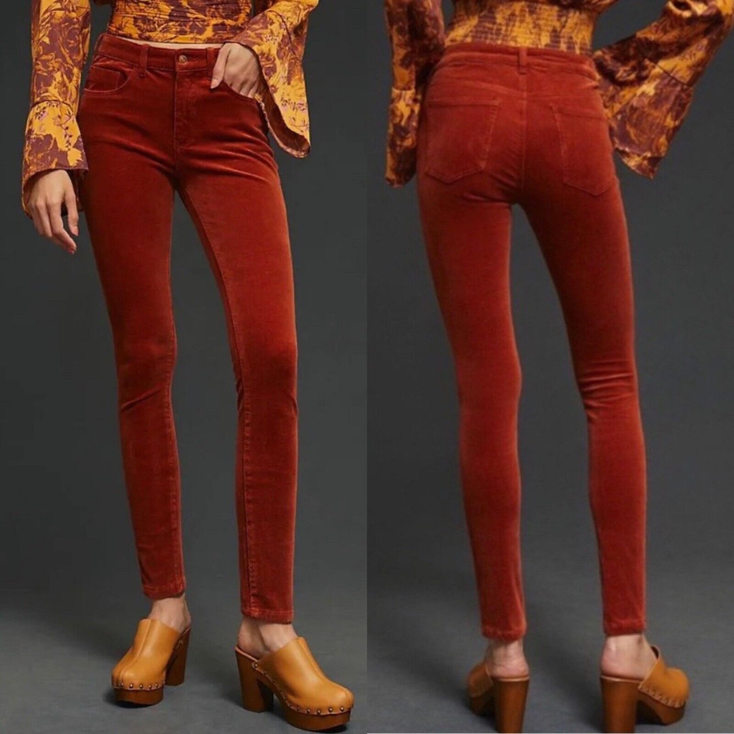 Anthropologie PILCRO Women’s Size 24 High-Rise Skinny Corduroy Pant Rust NWT