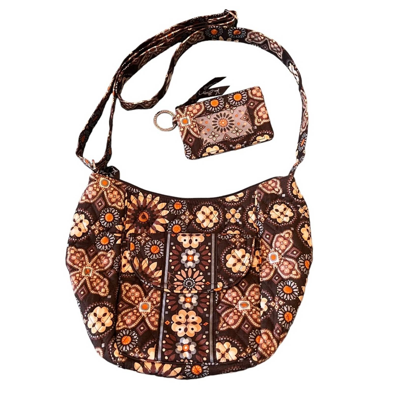 Vera Bradley Canyon Brown Crossbody Hobo Shoulder Bag with ID Cas