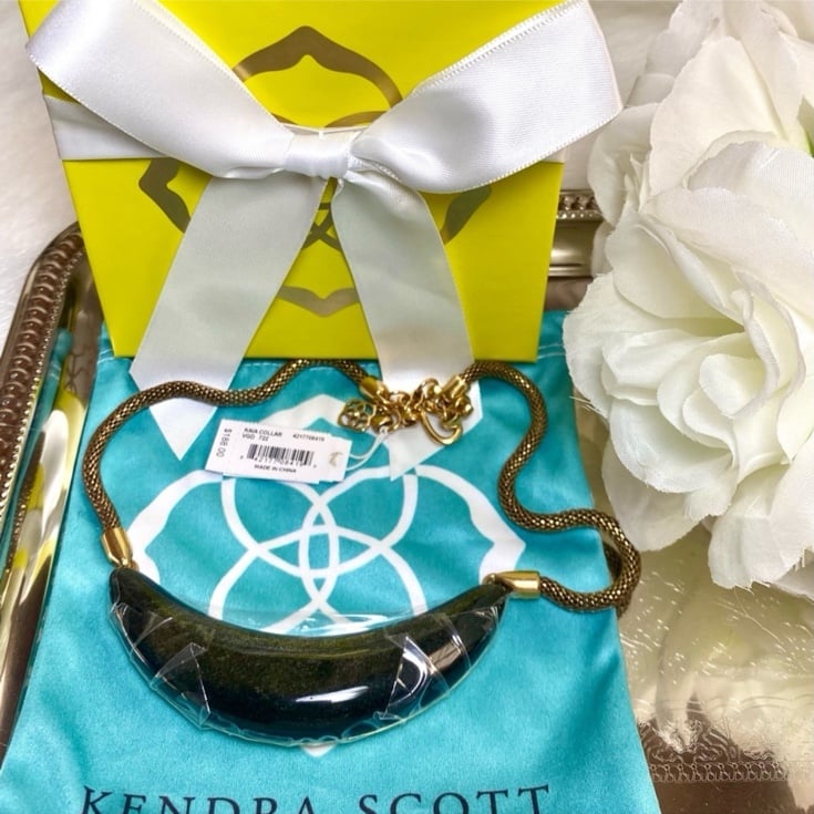KENDRA SCOTT ​Kaia 14K Yellow Gold Gemstone Collar Necklace Golden Obsidian