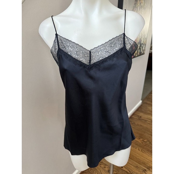 Vince Navy Silk Lace Trim Cami XS