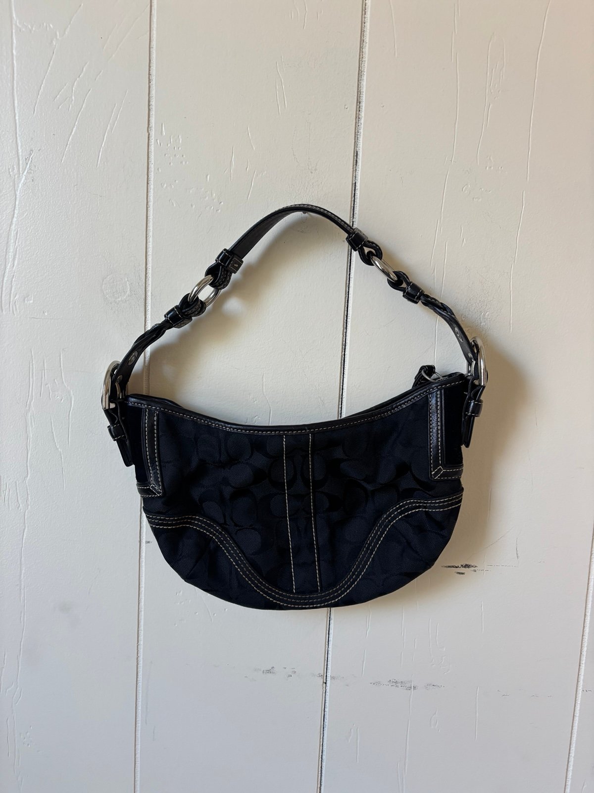 Coach Black Signature Mini Shoulder Bag Hobo Women’s Vintage Y2K purse