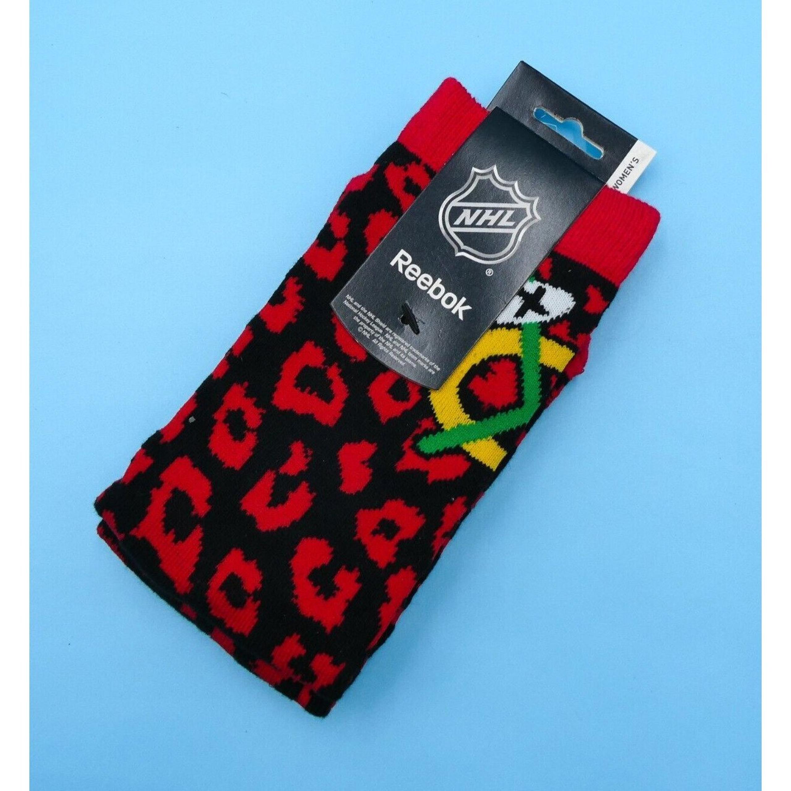 Chicago Blackhawks Crew Socks Womens One Size Reebok Red Hockey NHL Mid Y2K