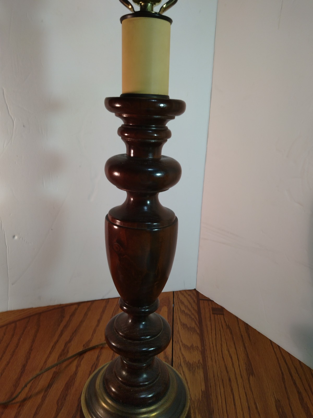 Mid century Excelsior Sculpted Walnut and brass lamp