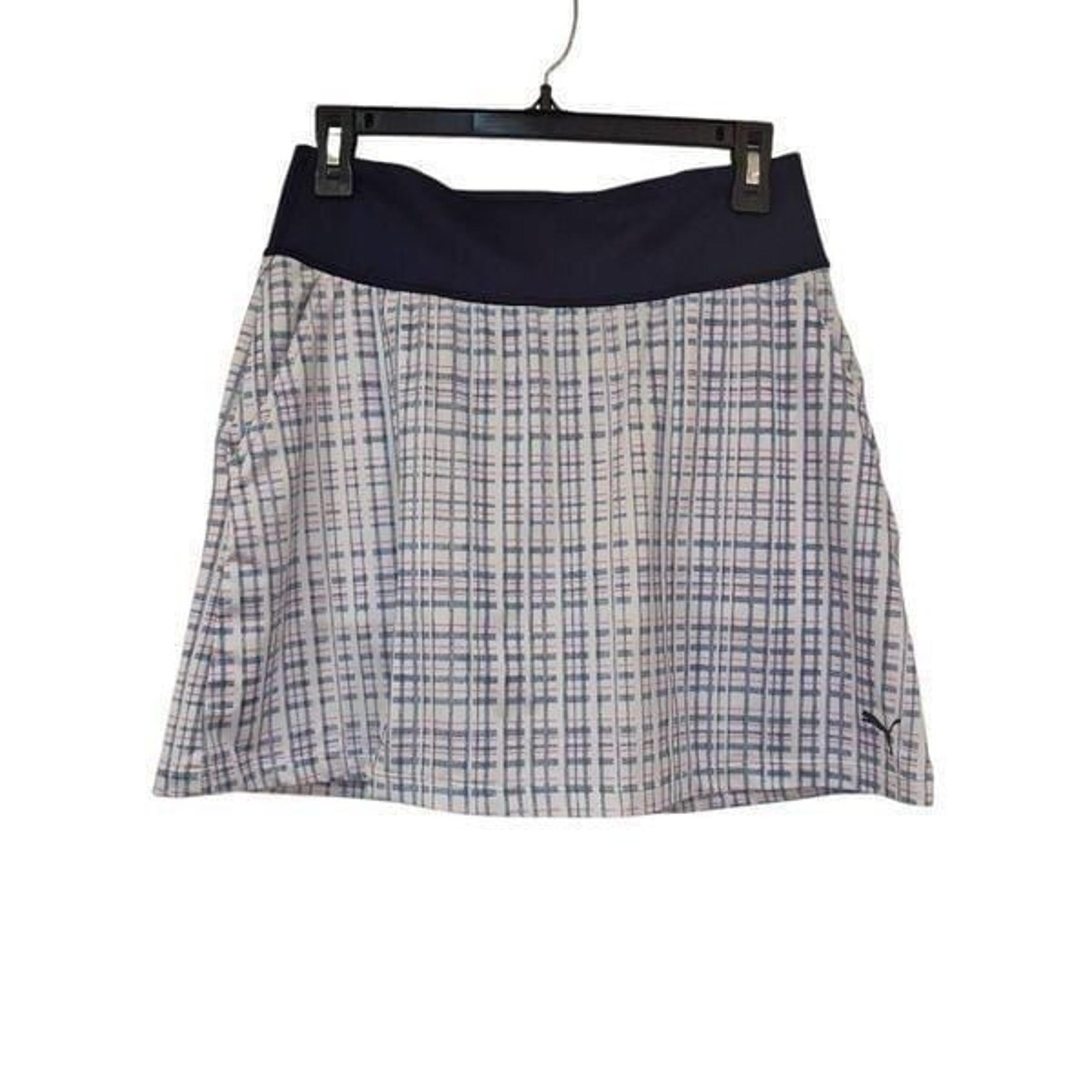 Puma Women's White, Navy & Pink Poly/Spandex Plaid Tennis Golf Athletic Skirt Sk