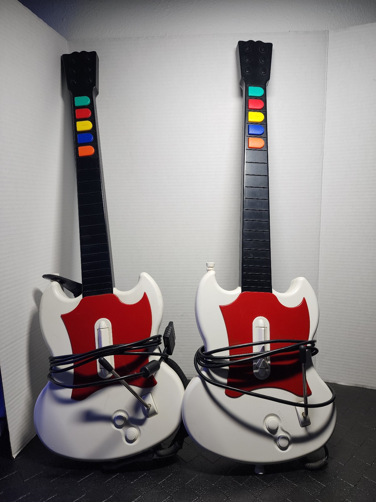 PS2 Lot 2 Guitar Hero Red Octane SG Controller White/Red 95077.805 Tested