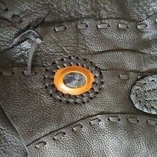 Native Indian Black Handstitched Buffalo Hide Boho Hobo Bag - One of a Kind!