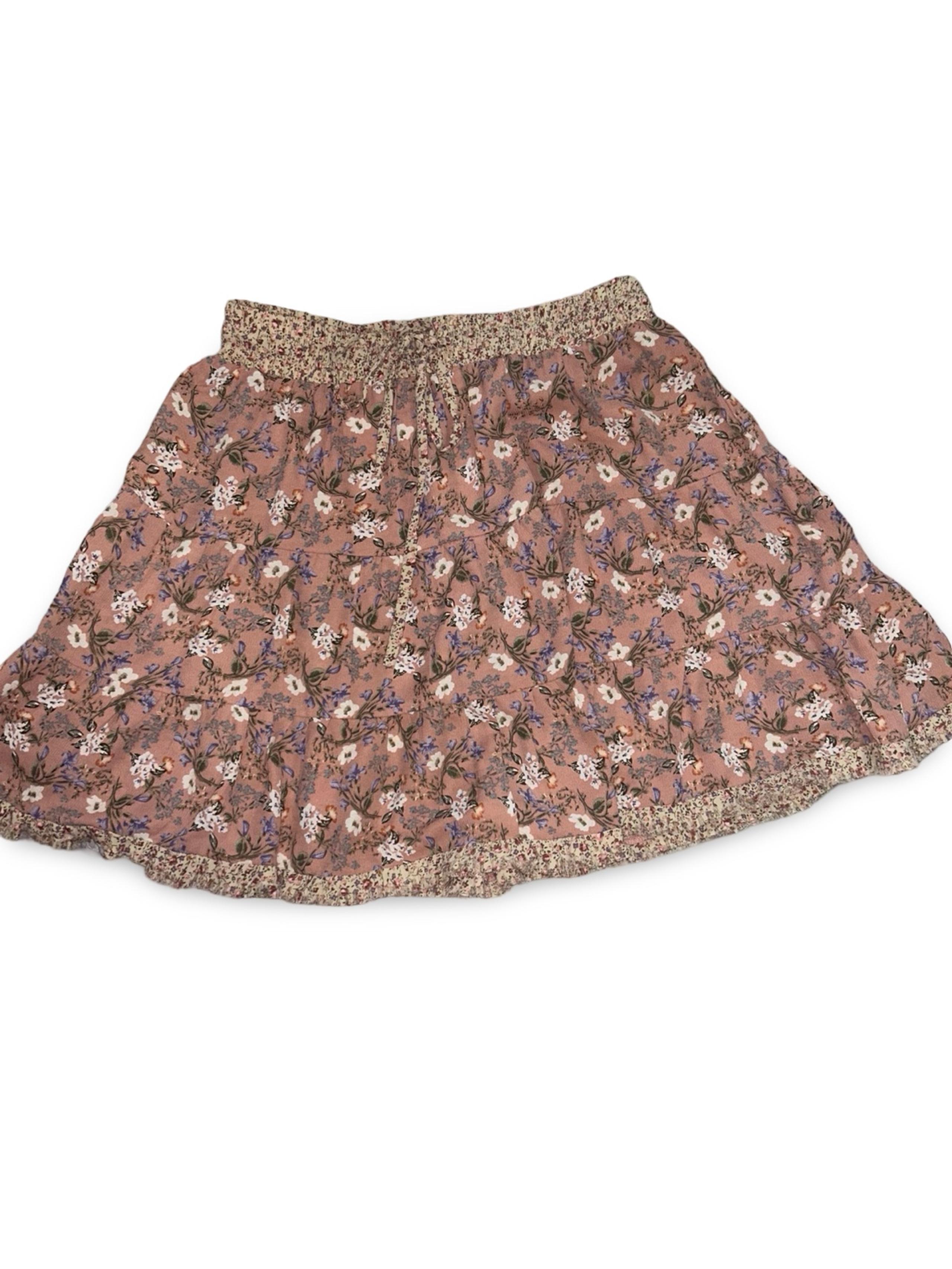 Umgee Women's Floral Mini Skirt Smocked Waistband Size M Multicolor