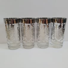 Vintage MCM Kimco Silver Guardian Crest Glasses Lot of 4