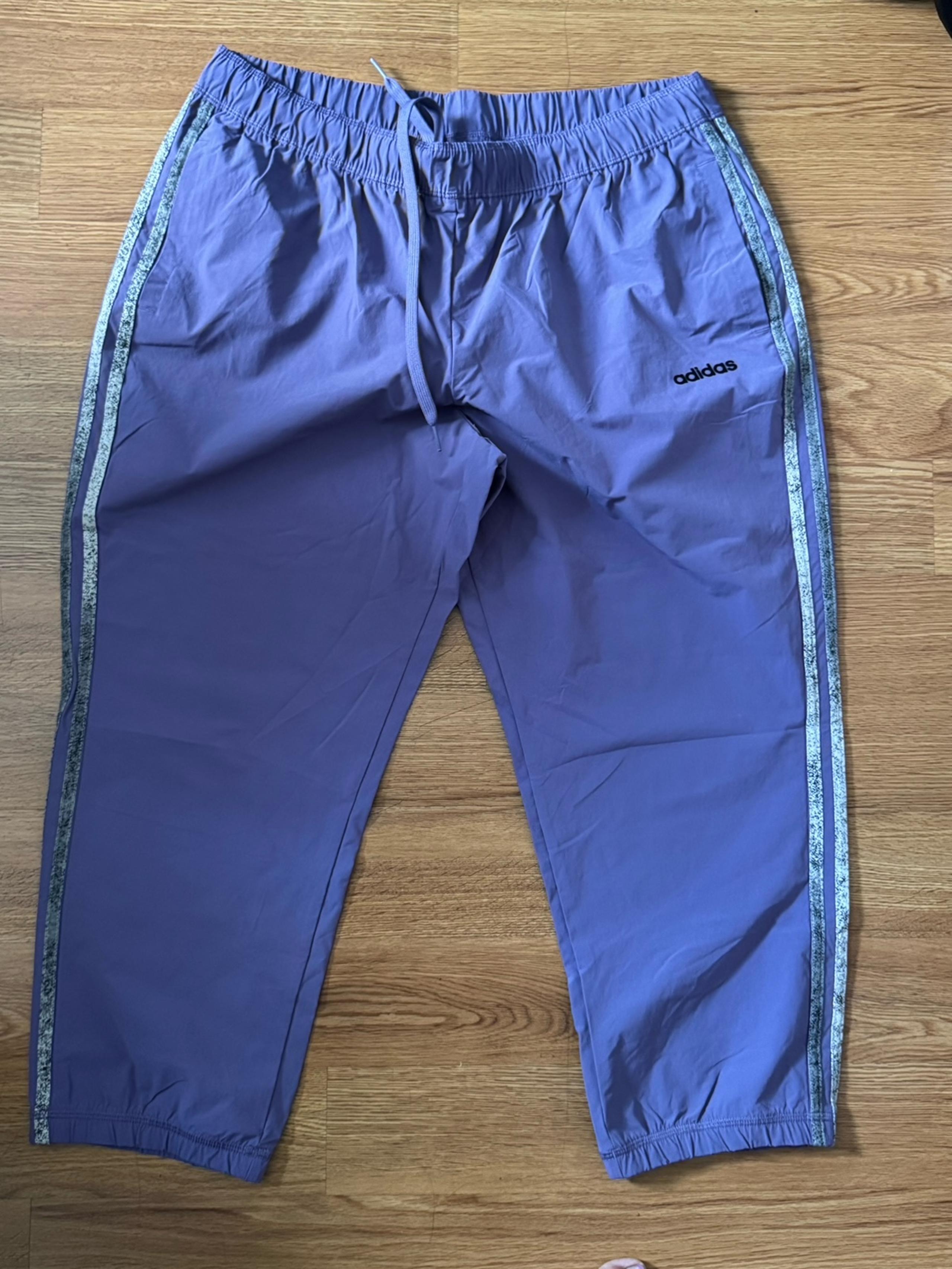 Adidas Pants Womens L Lavender Purpel Track Pants Windbreaker Crop Gym Jogger