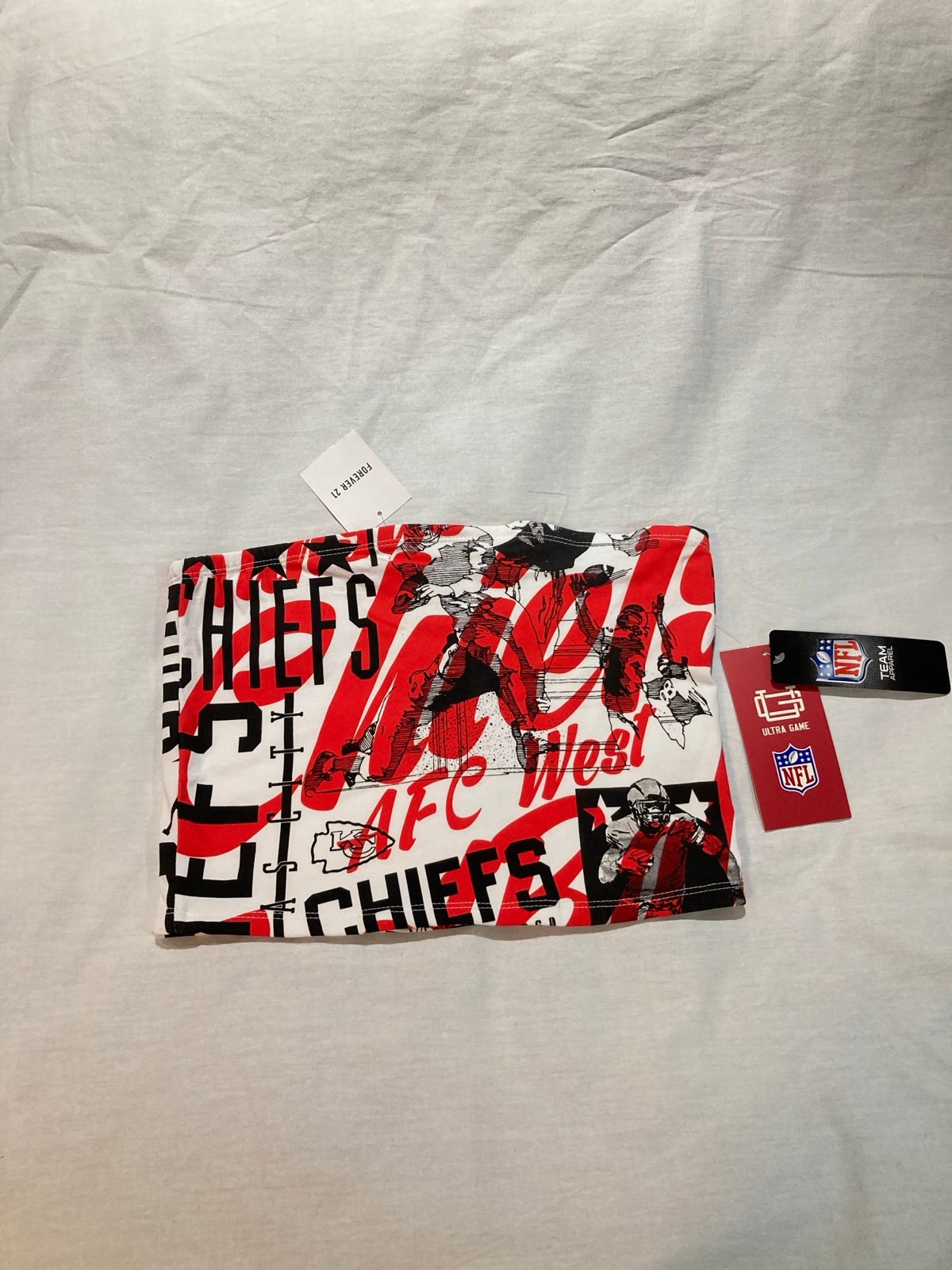Kansas City Chiefs Tube Top, NFL Ultra Game, Forever 21, size large. NWT!