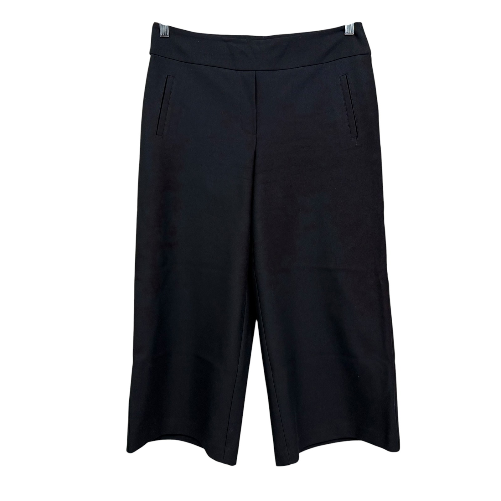 Korye Womens Cropped Wide Leg Pants Stretch Career Casual Pull On Black Size LRG