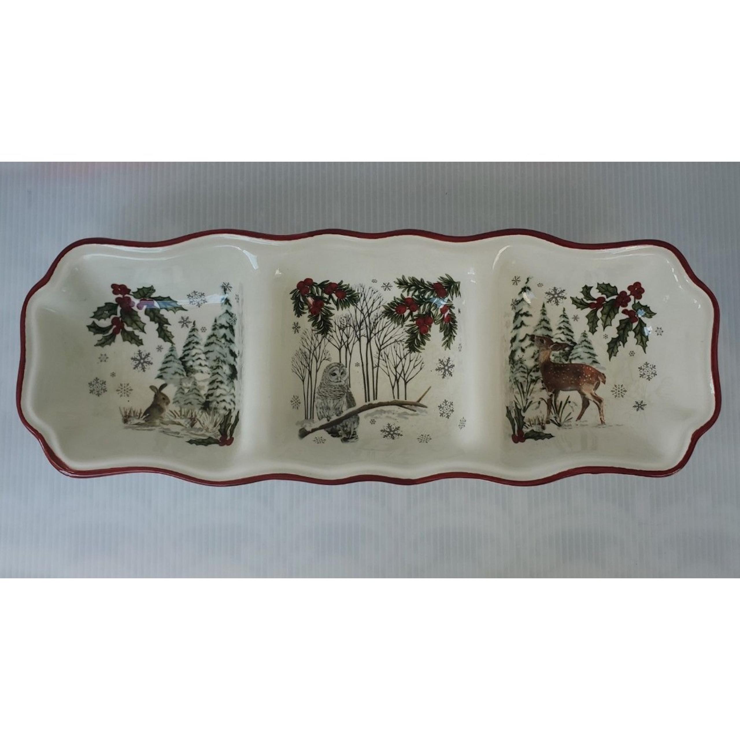 Better Homes & Gardens Heritage Christmas Collection 3 Section Serving Tray Dish